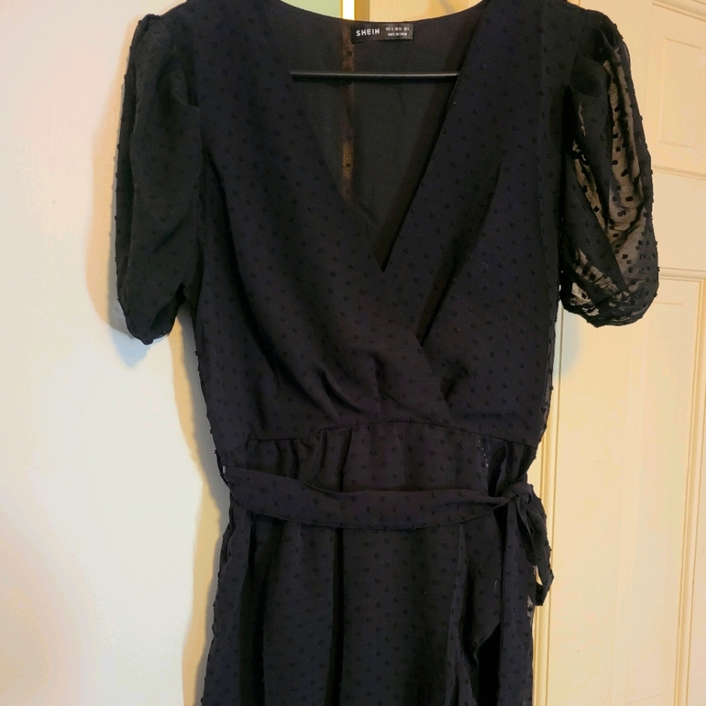 Black dress with puff sleeves